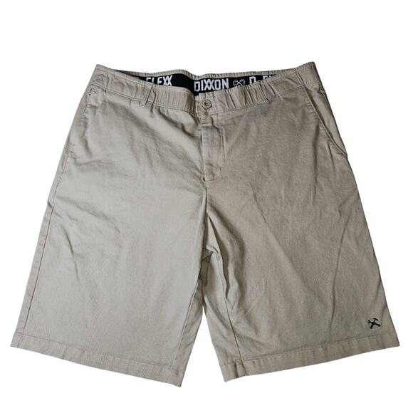 Dixxon Mens Khaki Shorts Flexx Waistband Front Slash, Back Button Pockets - Picture 1 of 14